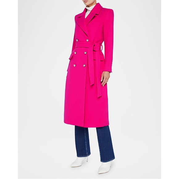 L'AGENCE Jackets & Blazers - L’agence Olina Double-Breasted Belted Coat Berry Pink 6